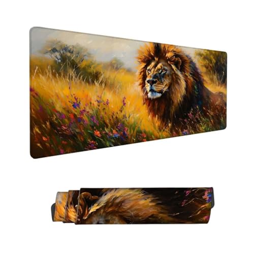 Gaming Mauspad XXL, Mauspad Löwe Mousepad 800x300x3mm, Schreibtischunterlage Tier Mousepad, Wasserdicht Anti-Rutsch Mouse Pad, Verbessert Präzision und Geschwindigkeit, Gaming-Mauspads für PC Hs-330 von Hsqpoobd