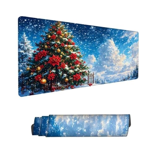 Gaming Mauspad XXL, Mauspad Weihnachtsbaum Mousepad 500x250mm, Schreibtischunterlage Weiß Mousepad, Wasserdicht Mouse Pad, Verbessert Präzision und Geschwindigkeit, Gaming-Mauspads für PC Hs-542 von Hsqpoobd