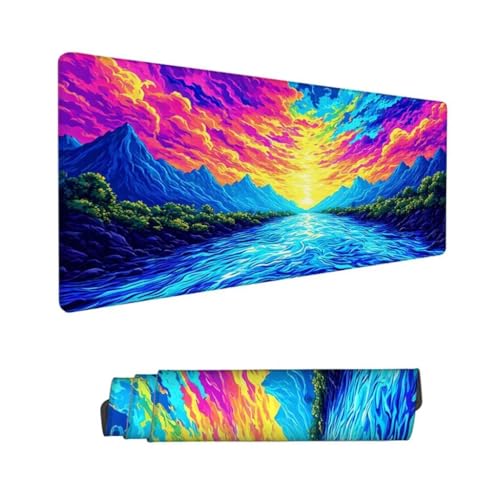 Gaming Mauspad XXL,Mauspad Farbe Mousepad 1200x600x3mm,Schreibtischunterlage Fluss Mousepad,Wasserdicht Anti-Rutsch Mouse Pad,Verbessert Präzision und Geschwindigkeit,Gaming-Mauspads für PC Hs-212 von Hsqpoobd