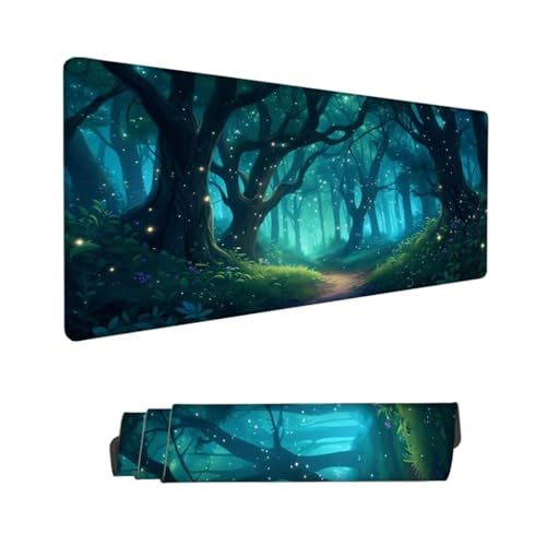 Gaming Mauspad XXL,Mauspad Grün Mousepad 1200x600x3mm,Schreibtischunterlage Wald Mousepad,Wasserdicht Anti-Rutsch Mouse Pad,Verbessert Präzision und Geschwindigkeit,Gaming-Mauspads für PC Hs-788 von Hsqpoobd