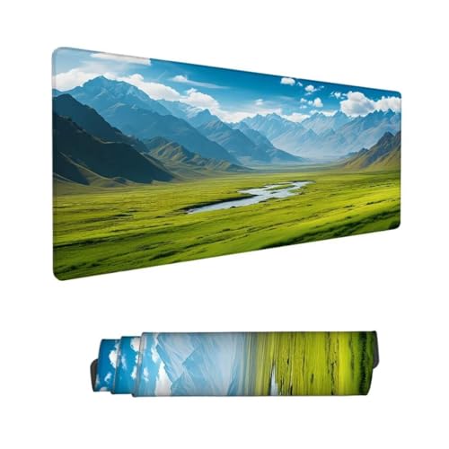 Gaming Mauspad XXL,Mauspad Grün Mousepad 1600x800x3mm,Schreibtischunterlage Wiese Mousepad,Wasserdicht Anti-Rutsch Mouse Pad,Verbessert Präzision und Geschwindigkeit,Gaming-Mauspads für PC Hs-82 von Hsqpoobd