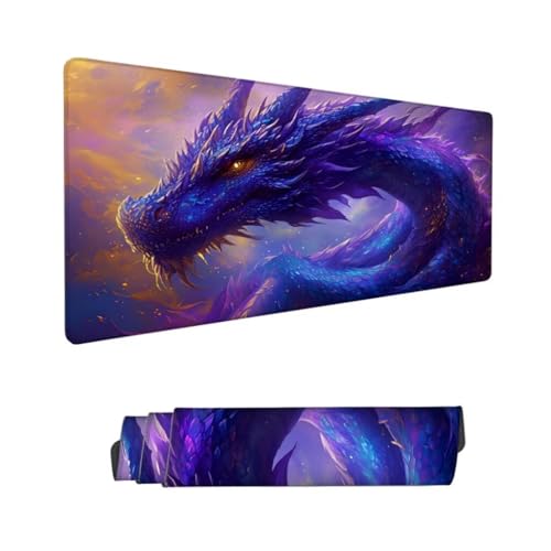 Gaming Mauspad XXL,Mauspad Lila Mousepad 800x400x3mm,Schreibtischunterlage Drachen Mousepad,Wasserdicht Anti-Rutsch Mouse Pad,Verbessert Präzision und Geschwindigkeit,Gaming-Mauspads für PC Hs-96 von Hsqpoobd