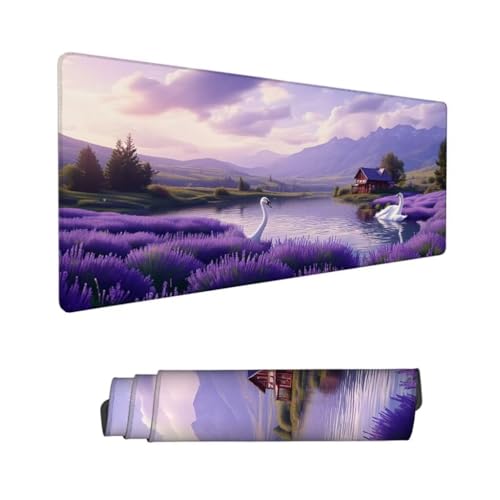 Gaming Mauspad XXL,Mauspad Lila Mousepad 800x400x3mm,Schreibtischunterlage Lavendel Mousepad,Wasserdicht Anti-Rutsch Mouse Pad,Verbessert Präzision und Geschwindigkeit,Gaming-Mauspads für PC Hs-406 von Hsqpoobd