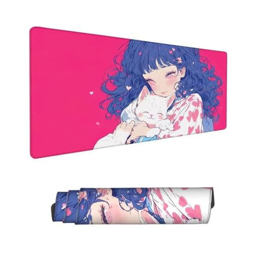 Gaming Mauspad XXL,Mauspad Mädchen Mousepad 1200x600x3mm,Schreibtischunterlage Katze Mousepad,Wasserdicht Anti-Rutsch Mouse Pad,Verbessert Präzision und Geschwindigkeit,Gaming-Mauspads für PC Hs-128 von Hsqpoobd