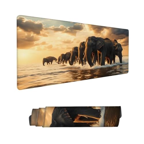 Gaming Mauspad XXL,Mauspad Meer Mousepad 1000x500x3mm,Schreibtischunterlage Elefant Mousepad,Wasserdicht Anti-Rutsch Mouse Pad,Verbessert Präzision und Geschwindigkeit,Gaming-Mauspads für PC Hs-114 von Hsqpoobd