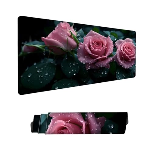 Gaming Mauspad XXL,Mauspad Rose Mousepad 800x300x3mm,Schreibtischunterlage Anlage Mousepad,Wasserdicht Anti-Rutsch Mouse Pad,Verbessert Präzision und Geschwindigkeit,Gaming-Mauspads für PC Hs-844 von Hsqpoobd