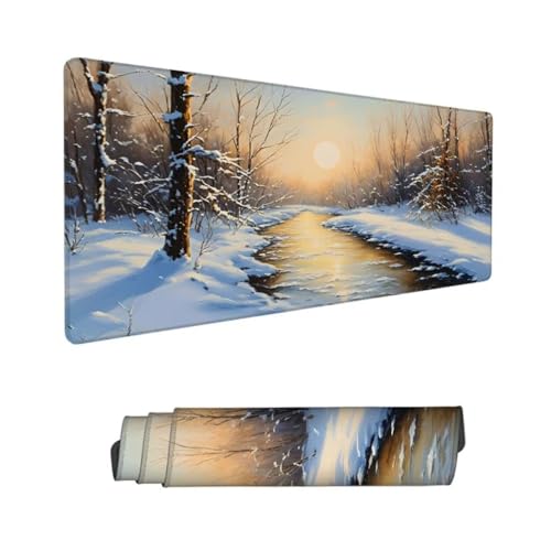 Gaming Mauspad XXL,Mauspad Schneeszene Mousepad 1200x600mm,Schreibtischunterlage Sonnenaufgang Mousepad,Wasserdicht Mouse Pad,Verbessert Präzision und Geschwindigkeit,Gaming-Mauspads für PC Hs-334 von Hsqpoobd