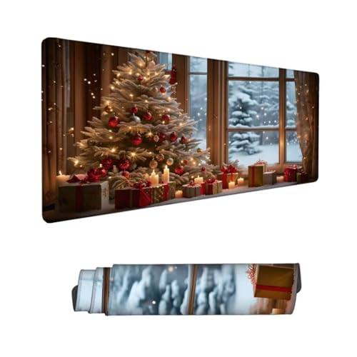 Gaming Mauspad XXL,Mauspad Weihnachten Mousepad 500x250x3mm,Schreibtischunterlage Baum Mousepad,Wasserdicht Anti-Rutsch Mouse Pad,Verbessert Präzision und Geschwindigkeit,Gaming-Mauspads für PC Hs-828 von Hsqpoobd