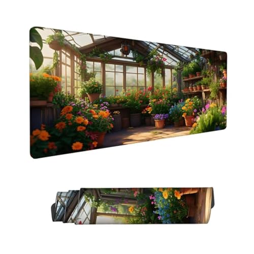 Garten Mauspad XXL 1000x500mm,Mousepad Anlage Schreibtischunterlage,Wasserdichter Gaming Mauspad,Desk Mat mit Genähten Kanten,Mouse Pad mit Rutschfester Gummiunterseite Gaming Zubehör,Geschenk Hs-791 von Hsqpoobd