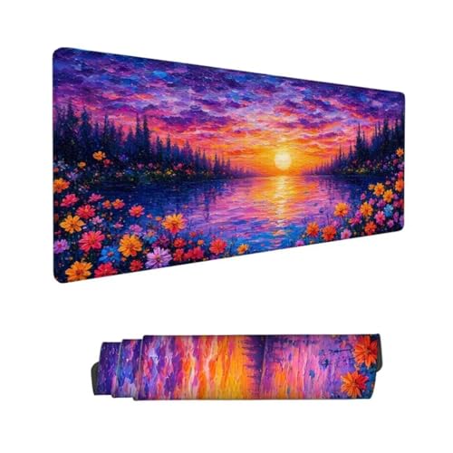 Landschaft Mauspad XXL 1600x800mm,Mousepad Gänseblümchen Schreibtischunterlage,Wasserdichter Gaming Mauspad,Desk Mat mit Genähten Kanten,Mouse Pad mit Rutschfester Gummiunterseite Gaming Zubehör Hs-89 von Hsqpoobd