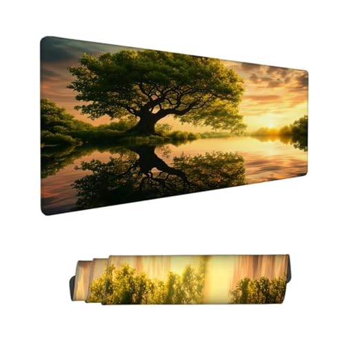 Landschaft Mauspad XXL 500x250mm,Mousepad Baum Schreibtischunterlage,Wasserdichter Gaming Mauspad,Desk Mat mit Genähten Kanten,Mouse Pad mit Rutschfester Gummiunterseite Gaming Zubehör,Geschenk Hs-91 von Hsqpoobd