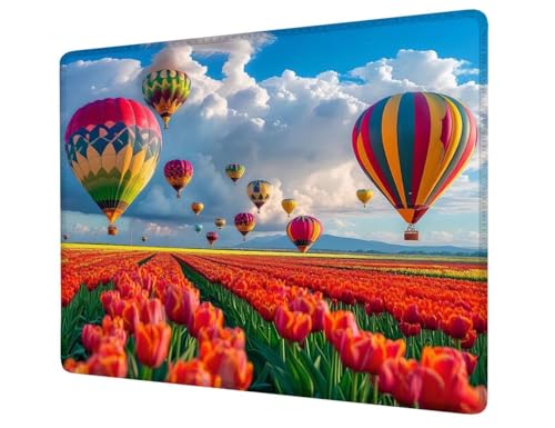 Mauspad Klein 200x150x3mm,Mousepad Ballon Schreibtischunterlage,Wasserdichter Gaming Mauspad Tulpe Desk Mat mit Genähten Kanten,Rutschfester Mouse Pad für PC,Büro,Laptop,Computer,Geschenk H1-633 von Hsqpoobd