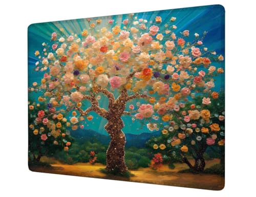 Mauspad Klein 340x280x3mm, Mousepad Blume Schreibtischunterlage, Wasserdichter Gaming Mauspad Baum Desk Mat mit Genähten Kanten, Rutschfester Mouse Pad für PC, Büro, Laptop, Computer, Geschenk H1-231 von Hsqpoobd