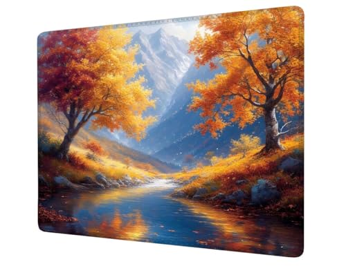 Mauspad Klein 340x280x3mm,Mousepad Berg Schreibtischunterlage,Wasserdichter Gaming Mauspad Ahornblatt Desk Mat mit Genähten Kanten,Rutschfester Mouse Pad für PC,Büro,Laptop,Computer,Geschenk H1-761 von Hsqpoobd