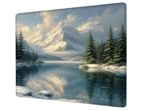 Mauspad Klein 420x350x3mm, Mousepad See Schreibtischunterlage, Wasserdichter Gaming Mauspad Schnee Desk Mat mit Genähten Kanten, Rutschfester Mouse Pad für PC, Büro, Laptop, Computer, Geschenk H1-143 von Hsqpoobd