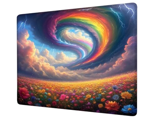 Mauspad Regenbogen Mousepad Klein 290x240x3mm,Mini Gaming Mauspad Blume Schreibtischunterlage,Wasserdicht Anti-Rutsch Mouse Pad,Verbessert Präzision und Geschwindigkeit,Gaming Zubehör,Geschenk H1-198 von Hsqpoobd