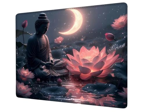 Mauspad Zen Mousepad Klein 420x350x3mm, Mini Gaming Mauspad Lotus Schreibtischunterlage, Wasserdicht Anti-Rutsch Mouse Pad, Verbessert Präzision und Geschwindigkeit, Gaming Zubehör, Geschenk H1-54 von Hsqpoobd