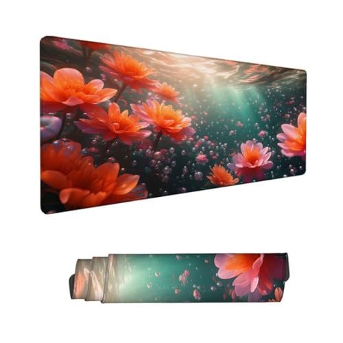 Rosa Mauspad XXL 1000x500mm,Mousepad Wassertropfen Schreibtischunterlage,Wasserdichter Gaming Mauspad,Desk Mat mit Genähten Kanten,Mouse Pad mit Rutschfester Gummiunterseite Gaming Zubehör Hs-523 von Hsqpoobd