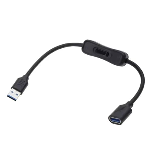 USB 3.0 Kabel mit EIN/Aus-Schalter, 30cm, USB 3.0 Verlängerungskabel unterstützt Daten und Strom, USB Typ A Stecker zu Buchse Verlängerungskabel, USB 3.0 Stromladekabel, für LED Leisten USB Lüfter von Hsupez