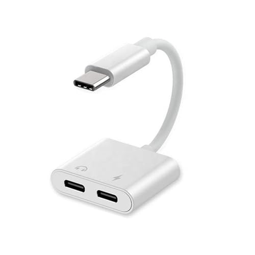 USB C Kopfhörer Adapter und Laden, USB C Splitter 2 in 1, PD 60W Schnellladung, Doppel USB C Buchse Adapter, USB C Doppelstecker Kopfhörer und Laden Verteiler, Unterstützt verschiedene Typ-C-Geräte von Hsupez