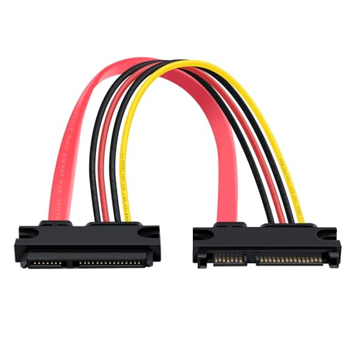 HuaLiSiJi 22 Pin (7+15) SATA Verlängerungskabel SATA 22 Pin Kabel (7+15) SATA Stromkabel Verlängerung für SSD, HDD, DVD Optisches Laufwerk und Andere Ausrüstung (0.3m) von HuaLiSiJi