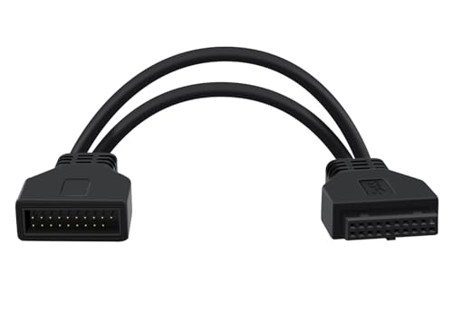 HuaLiSiJi USB 3.0 Header-Verlängerungskabel 19/20 pin USB 3.0 Mainboard Verlängerung für Desktop PC Mainboard (Schwarz 0.3m) von HuaLiSiJi