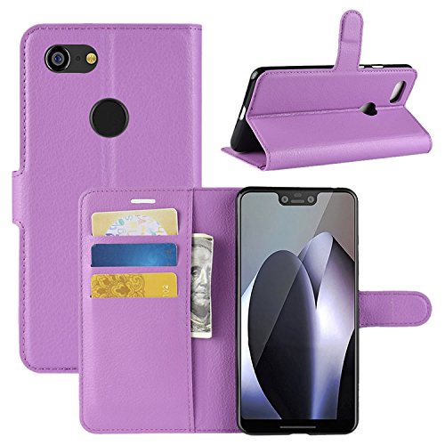 HualuBro Google Pixel 3 XL Hülle, Premium PU Leder Stoßfest HandyHülle Schutzhülle Klapphülle Handytasche Wallet Flip Case Cover für Google Pixel 3XL Tasche (Violett) von HualuBro