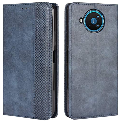 HualuBro Handyhülle für Nokia 8.3 Hülle, Retro Leder Stoßfest Klapphülle Schutzhülle Handytasche LederHülle Flip Case Cover für Nokia 8.3 5G Tasche, Blau von HualuBro