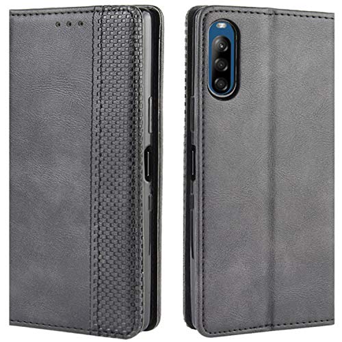 HualuBro Handyhülle für Sony Xperia L4 Hülle, Retro Leder Stoßfest Klapphülle Schutzhülle Handytasche LederHülle Flip Case Cover für Sony Xperia L4 Tasche, Schwarz von HualuBro