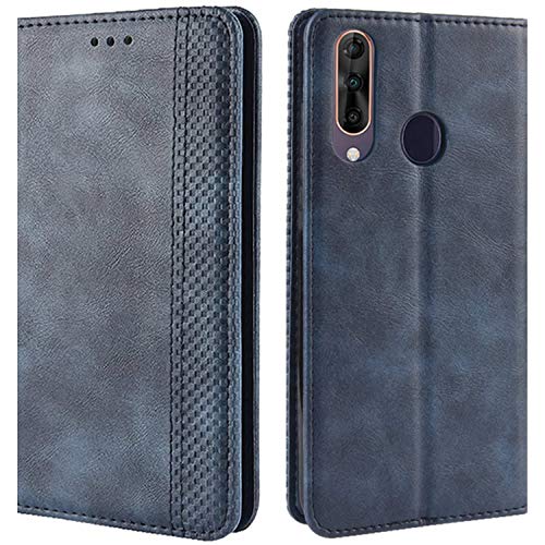 HualuBro Handyhülle für Wiko View 3 Pro Hülle, Retro Leder Brieftasche Tasche Schutzhülle Handytasche LederHülle Flip Case Cover für Wiko View3 Pro 2019 - Blau von HualuBro