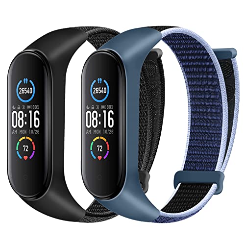 Huamanlou Nylon Armband Kompatibel mit Xiaomi Mi Band 6/Mi Band 5/Mi Band 4/Mi Band 3/Amazfit Band 5 Armband, Weiches Sport Uhrenarmband Verstellbarer Ersatzarmband für Herren Damen von Huamanlou