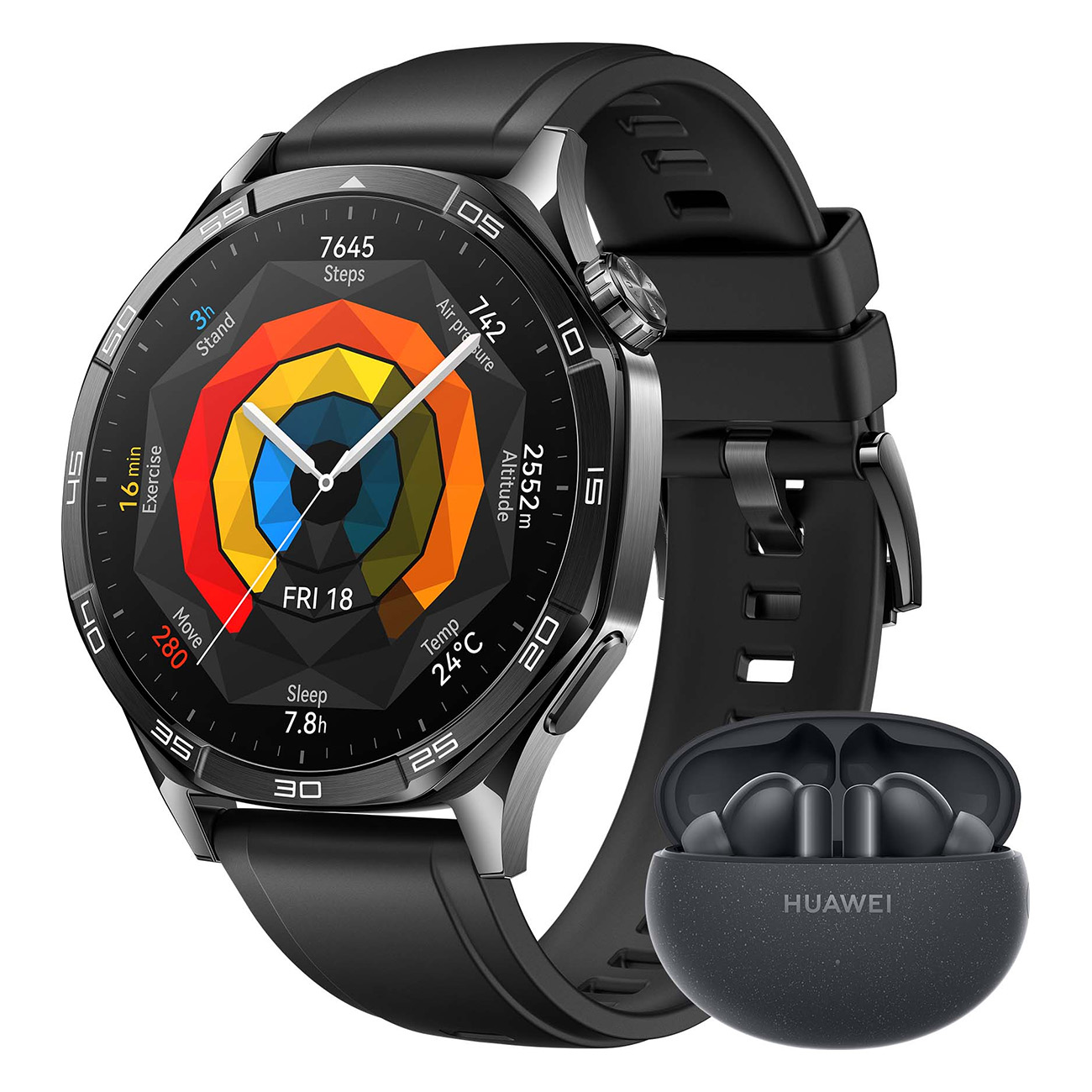 Huawei Watch GT 5 46mm Schwarz Bundle | Smartwatch | TruSeenTM 6.0 | Herzfrequenz-Monitoring | SpO2-Erkennung | Zyklus-Tracking | AMOLED Farbdisplay von Huawei