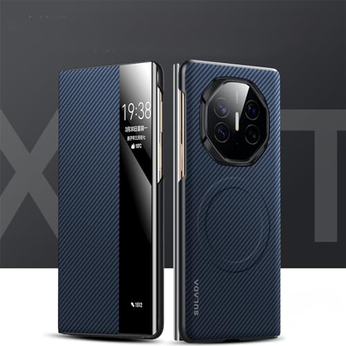 Hülle für Mate XT Ultimate Ständer Klapphüllen View Window + Wireless Charge,Carbon Fibre Magnetic Flip Folio Handyhülle für Huawei Mate XT Ultimate(2) von Hülle