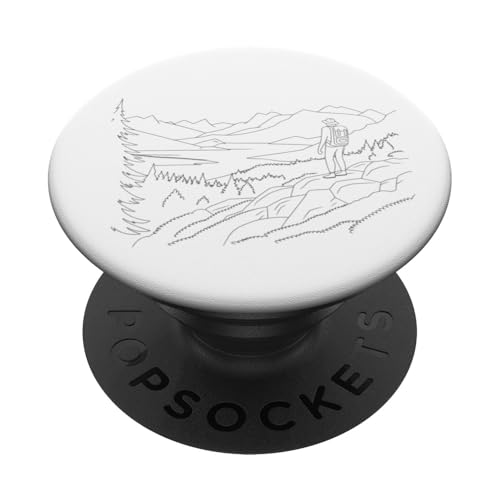 Design of a black outline of a traveler 2 PopSockets Klebender PopGrip von Hugo Jim