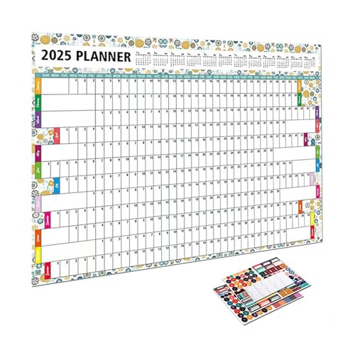 Wandkalender 2025, groß, Jahresplaner, Wandplaner, Kalender, Diagramm, Poster, 12 Monate, Wandkalender für Zuhause, Firmeninstitution von Hugsweet