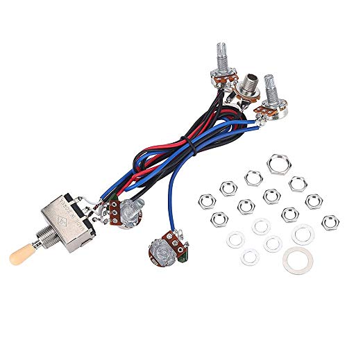 Huhudyy Kabel Kit für Elektor Gitarren, 2T2V 3 Wege Kipp Schalter 500K Pots & Jack Gitarre für LP Gitarre von Huhudyy