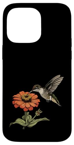 Hülle für iPhone 14 Pro Max Kolibri beobachtet Zinnien Blumenmädchen Pflanze Mama von Hummingbird Bird Watching Apparel