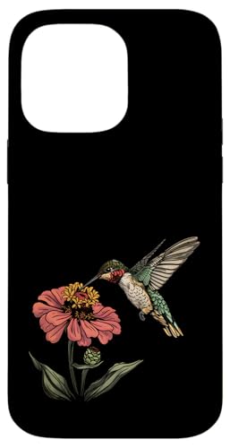 Hülle für iPhone 14 Pro Max Kolibri beobachtet Zinnien Blumenmädchen Pflanze Mama von Hummingbird Bird Watching Apparel