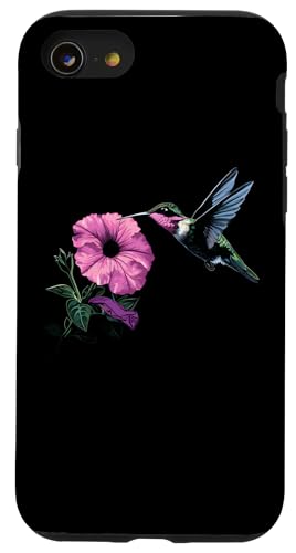 Hülle für iPhone SE (2020) / 7 / 8 Kolibri beobachtet Petunien Blumenmädchen Pflanze Mama von Hummingbird Bird Watching Apparel