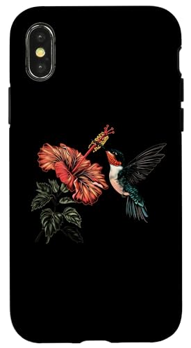 Hülle für iPhone X/XS Kolibri, Vogelbeobachtung, Hibiskus, Blumenmädchen, Pflanze, Mutter von Hummingbird Bird Watching Apparel