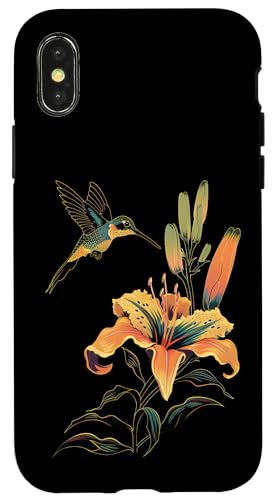 Hülle für iPhone X/XS Kolibri Vogelbeobachtung Taglilien Blumenmädchen Pflanze Mama von Hummingbird Bird Watching Apparel