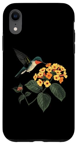 Hülle für iPhone XR Niedlicher Kolibri, Vogelbeobachtung, Lantana, Blumenmädchen, Pflanzenmutter von Hummingbird Bird Watching Apparel