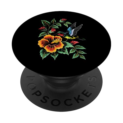 Kolibri, Vogelbeobachtung, Hibiskus, Blumenmädchen, Pflanze, Mutter PopSockets Klebender PopGrip von Hummingbird Bird Watching Apparel