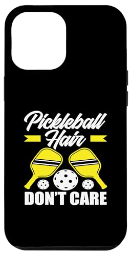 Hülle für iPhone 15 Plus Pickleball Hair Don't Care Gelb Schwarz Weiß von Humorvolle Pickleball Geschenke Enthusiasten Spiel