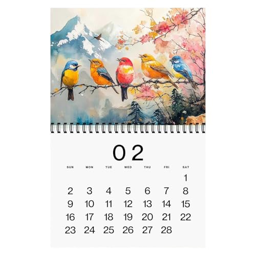 HunicandIU Vögel 2025 Wandkalender zum Aufhängen, Ölgemälde-Vogelkalender | 2025 Vögel hängender Wandkalender - 2025 Vögel-Wandkalender zum Aufhängen, Vögel-Naturfotografie-Kalender 2025 für Termine von HunicandIU