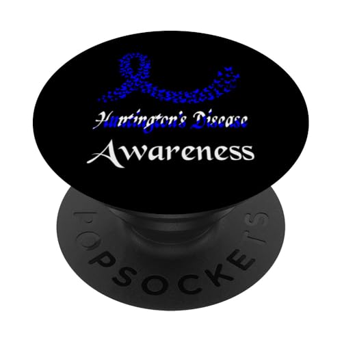 Unterstützung für Huntington's Disease Awareness Butterfly Blue Ribbon Support PopSockets mit austauschbarem PopGrip von Huntingtons Disease Awareness Products (Lwaka)