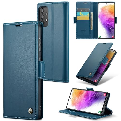 Handy-Flip-Hülle Brieftaschen-Hülle kompatibel mit Samsung Galaxy A73 5G, mit Kartenhalter und RFID-blockierendem Leder-Geldbörsen-Magnetverschluss, langlebige, stoßfeste, kratzfeste Hülle Compatible von HurrayB