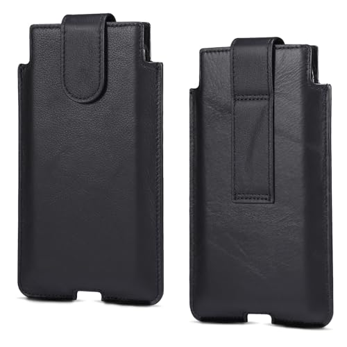 Handyholster Kompatibel mit Galaxy 15/14/13/12 Pro Max 15/14 Plus Handy-Holster, Premium-Holstertasche aus echtem Leder mit Gürtelschlaufe, kompatibel mit Galaxy S24/S23/S22 Ultra Schutzhülle(Black) von HurrayB