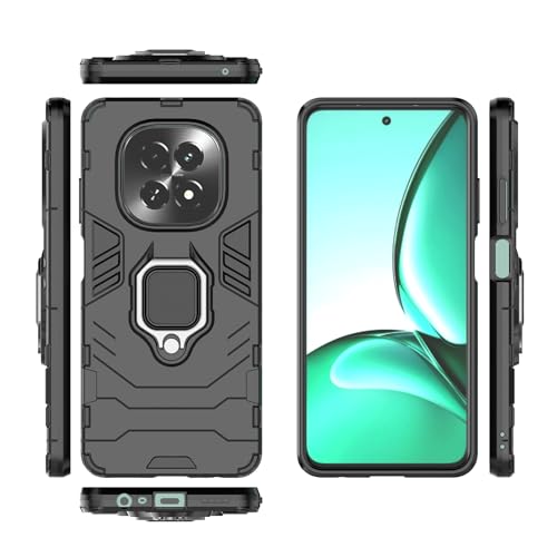 Handyhülle Kompatibel mit der Oppo Realme V60 5G-Handyhülle, schlankes Gehäuse mit Ständer, Ständer, PC und TPU-Abdeckung mit Halterung Schutzhülle(Black) von HurrayB