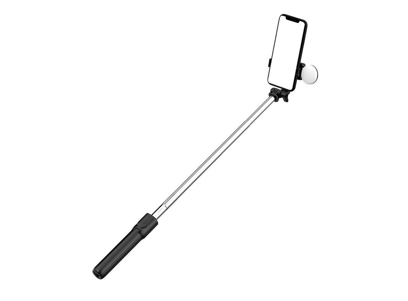 Hurtel Selfie-Stick Selfie-Stick Teleskopstativ 1 m mit runder Lampe und Telefonhalter von Hurtel